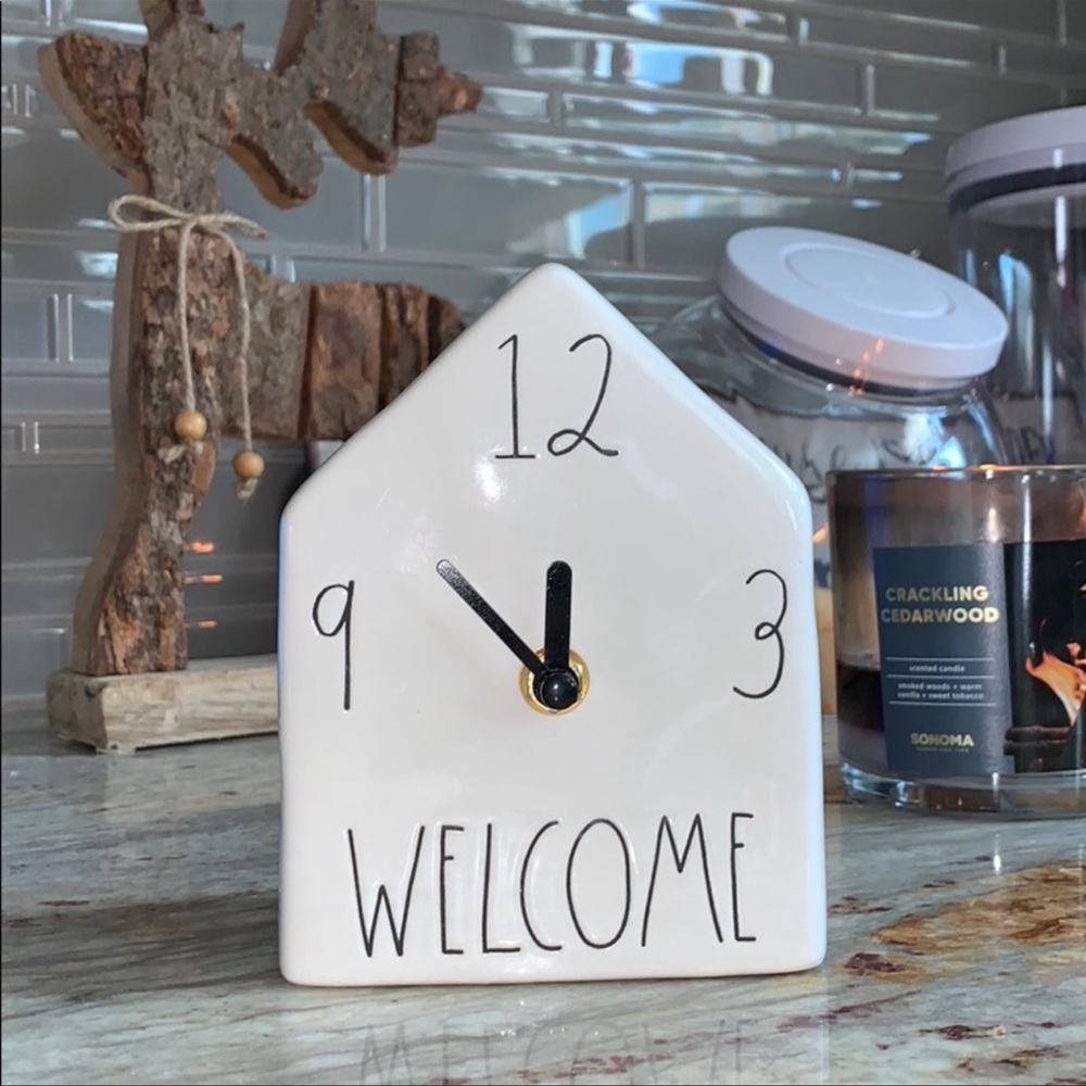 Rae Dunn White Welcome Clock